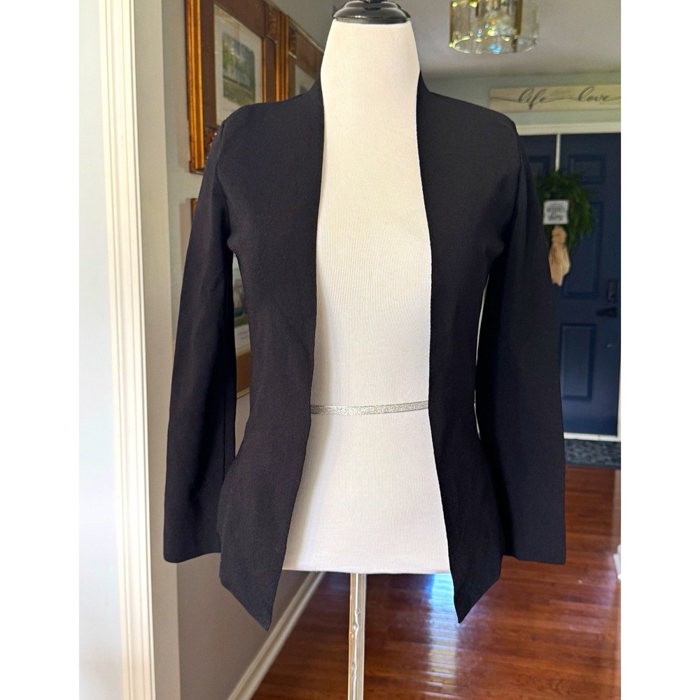 MM. LaFleur Black Woolf Jardigan Womens M Open Front Stretch Jacket Cardigan